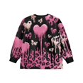 thumbnail image 4 of Xoenoiee Heart Leopard Paint Splatter Print Oversized Sweatshirt for Girls Teens, Crewneck Long Sleeve Side Slit Pullover, Cozy Comfy Fall Winter Top, 9-10 Years, 4 of 6