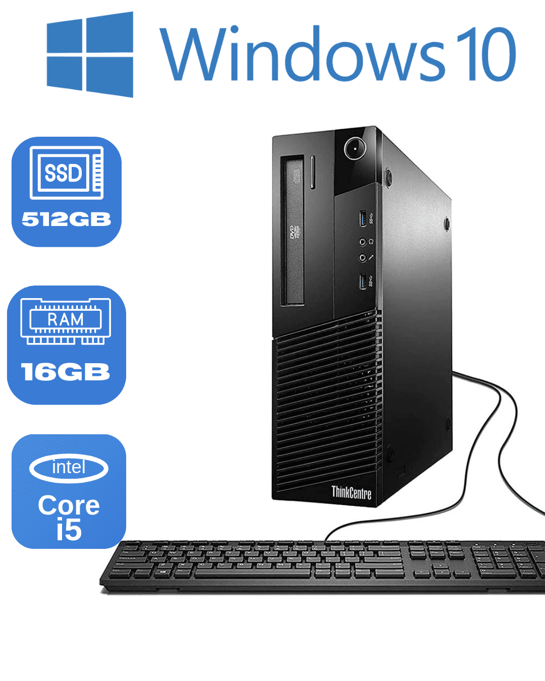 Lenovo ThinkCentre M720q Mini PC, Intel Core i5-8400T, 8GB RAM