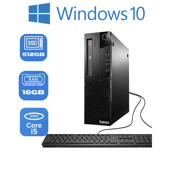 Restored Lenovo ThinkCentre M710s SFF Business Desktop Intel i5 - 6th Gen Processor 16GB DDR4 RAM 512GB NVMe SSD Windows 10 Pro Wireless Keyboard and Mouse (Refurbished)