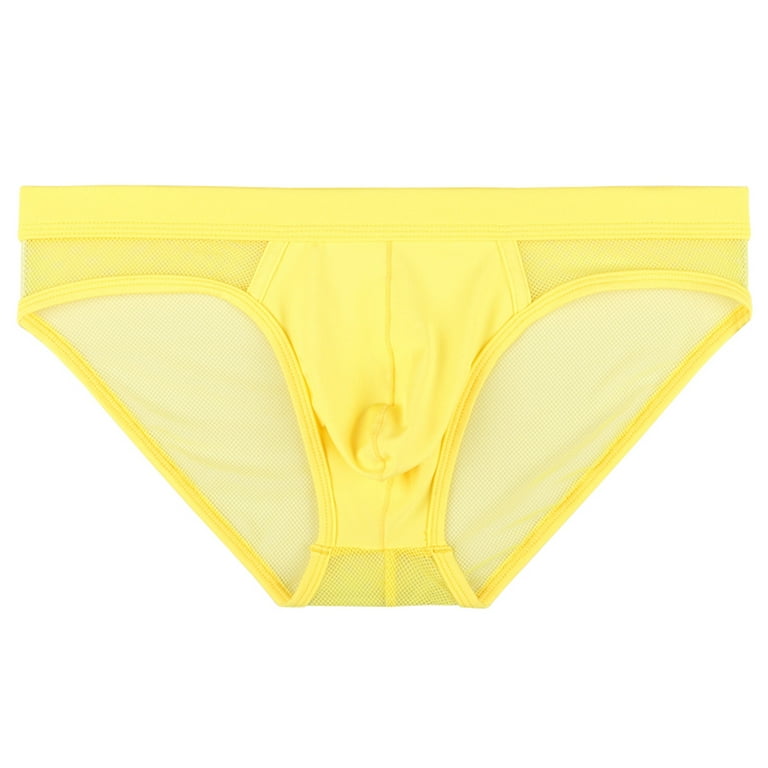 zuwimk Mens Briefs,Men's Trunks Underwear Comfy Cotton Boxer Briefs  Yellow,XL