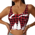 thumbnail image 3 of Goofa Christmas Tree Buffalo Plaid Printed Sports Bras for Women, High Impact Running Bra Workout Crop Tank Tops Longline Sports Bra Push up-Large, 3 of 9