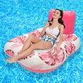 thumbnail image 2 of [Inflatable Pool Float] Durable Inflatable Square Pool Float Seat | 1pc, Floral & Tropical Design, Mixed Colors (Teal, Pink, Blue) - Perfect for Beach, Pool, and Lake Activities, 2 of 10