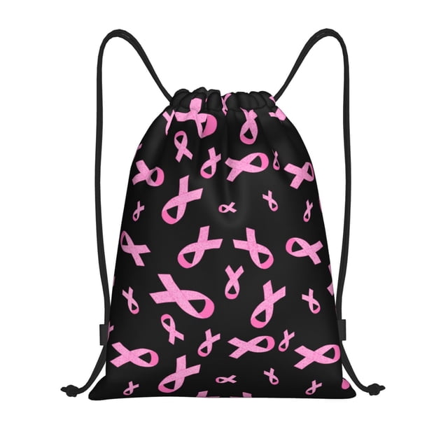Fotbe Breast Cancer Awareness Bolsa Mochila con Cordón Estampada, Bolsa de Gimnasio Deportiva, Bolsa Cinch, Bolsa con Cordón para Hombres y Mujeres-Small