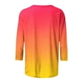 thumbnail image 4 of Charella Women's Casual 3/4 Sleeve Tees Gradient Color T-Shirts Crew Neck Tunic Tops Loose Fit Blouses (S, Orange 1), 4 of 5
