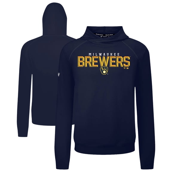 Men's Levelwear Navy Milwaukee Brewers Mandate Carve Tri-Blend Hoodie