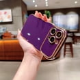 thumbnail image 2 of SaniMore for iPhone 14 Pro Max Case, Electroplated Wave Bumper Design Camera Large Window (with Lens Film) Full Protection Stylish Slim Lightweight Anti-drop for Girls Women, Darkpurple, 2 of 12