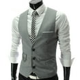 thumbnail image 6 of Manxivoo Vest men's Business Leisure Wedding Vest V Neck Sleeveless Slim Jacket Vest Coats for Men Grey, 6 of 6