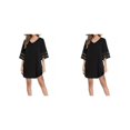 thumbnail image 4 of Sonducket Vestido informal para mujer, traje de baño a la moda, túnica de manga acampanada con cuello en V, vestidos de playa de Color sólido, Negro METRO 2piezas, 4 of 6