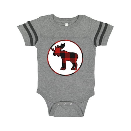 

Inktastic Moose Buffalo Plaid Silhouette Gift Baby Boy or Baby Girl Bodysuit