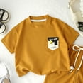 thumbnail image 4 of Toddler Boy Clothes Set Short Sleeve T-shirt Top Elastic Waist Pocket Shorts Print 2Pcs Outfits,Elastic Waist 6-12 Months 12-24 Months 2t 3t 4t 5t 6t 7t 8t 9t Children 80, 4 of 5