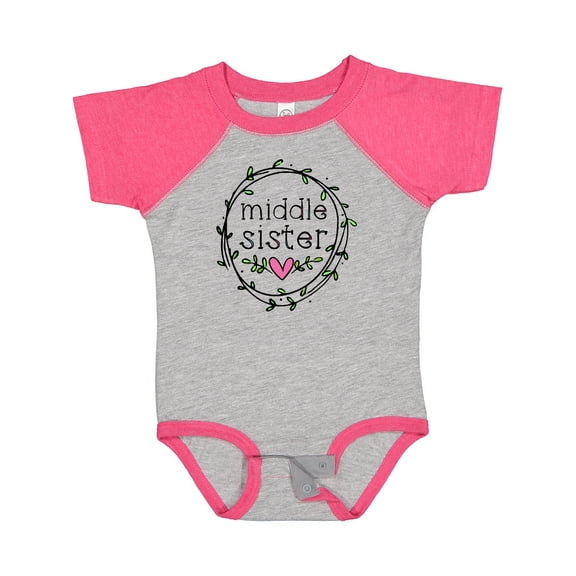 Inktastic Middle Sister Leaves, Circle, Heart Girls Baby Bodysuit