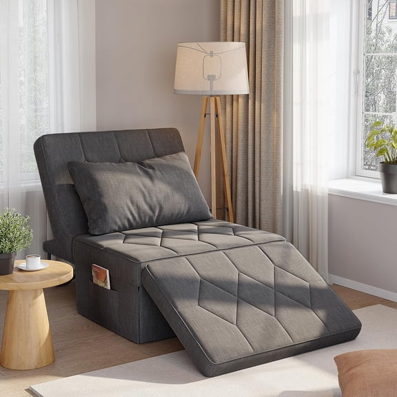 SOBREMESA Convertible Sofa Bed with 5-Level Adjustable Backrest, 4-in-1 Folding Ottoman Sleeper Chair Bed, Modern Single Futon Couch for Living Room Apartment Dorm Small Space