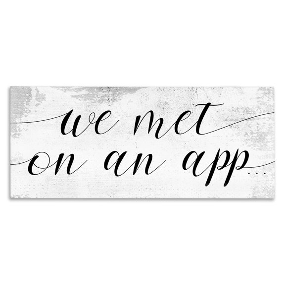 Stupell Industries Cottage Met on App Couple Design Canvas Art, 24 x 10, by Lil' Rue
