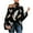 Zb-Noir, variante sur Hauts à Manches Mi-Longues Batwing pour Femmes, Chemises à Imprimé Mode, Blouses à Col Montant à Épaules Dénudées, Haut Ample et Élégant, Chemises à Manches Longues pour Femmes