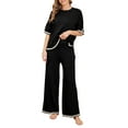 thumbnail image 3 of Franhais Women's 2 Piece Casual Outfits Long Sleeve Crew Neck Tops Wide Leg Pants Loungewear Sets Streetwear, 3 of 9