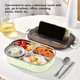thumbnail image 1 of Fiambreras Bento para estudiantes, fiambrera de acero inoxidable de 45 oz, fiambrera Bento de 4 compartimentos a prueba de fugas con tazón de sopa, cuchara, tenedor y termo adecuado para la escuela, 1 of 5