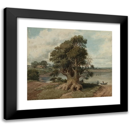 Prilidiano Pueyrredòn 14x12 Black Modern Framed Museum Art Print Titled - Coast Landscape (San Isidro) (1840-1870)