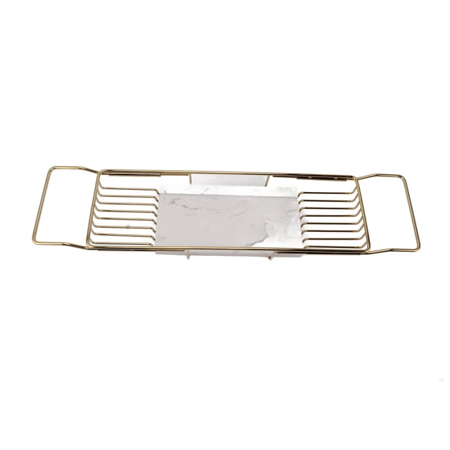 Plateau de Bain Extensible, Plateau de Baignoire, Plateau d'Égouttage pour Étagère de Bain à Placement Stable, Conception d'Égouttage Plateau de Baignoire, Plateau de Baignoire Multifonction pour Baignoire