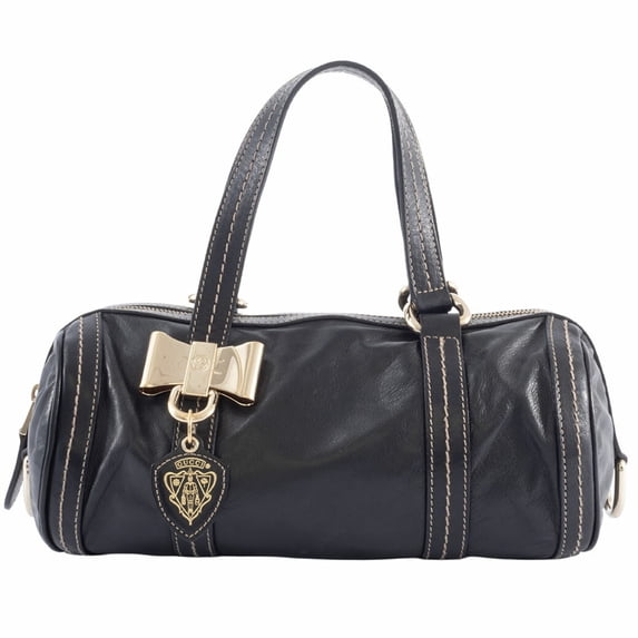 Pre-Owned Gucci Leather Mini Boston Bag 181485 Black Women's Hand Ribbon Hysteria GUCCI