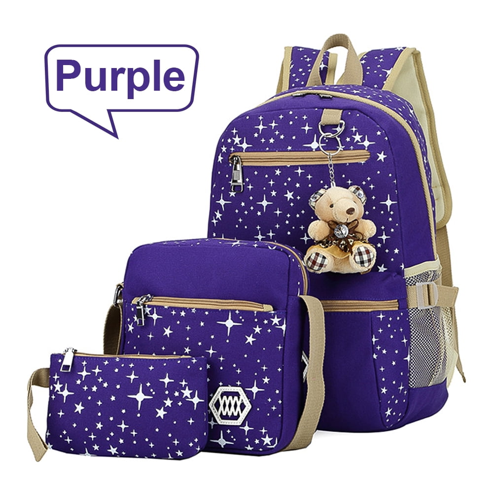 Kadyn 3Pcs Teenager Backpack, School Backpack with Lunch Bag and Pencil Bag, Kids Schoolbag Backpack for Camping/Hiking/Climbing, Purple Kadyn 3Pcs Teenager Backpack, School Backpack with Lunch Bag and Pencil Bag, Kids Schoolbag Backpack for Camping/Hiking/Climbing, Purple