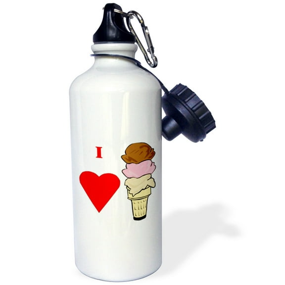 3dRose, I Love Ice Cream, 21 oz Sports Water Bottle