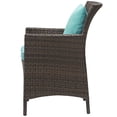 thumbnail image 2 of Modern Contemporary Urban Design Outdoor Patio Balcony Garden Furniture Side Dining Chair Armchair, Rattan Wicker, Blue Brown, 2 of 3