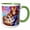Green/White, variant on 3drose, Redhead Woman in Blue Dress Hugs Her Ginger Cat. Happy Cat Lady Gift, 15oz Two-tone Red Mug