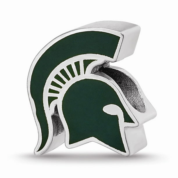 925 Sterling Silver Logoart Michigan State U Spartan Head Enameled Logo Bead For Adults And Teens For Women And Men Walmart Com