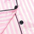thumbnail image 5 of LEKWK 2-Piece Pajama Set for Girls Silky Satin Striped Long Sleeve Button-Down Top Matching Long Pants Soft Breathable Sleepwear Homewear Outfits, 5 of 7