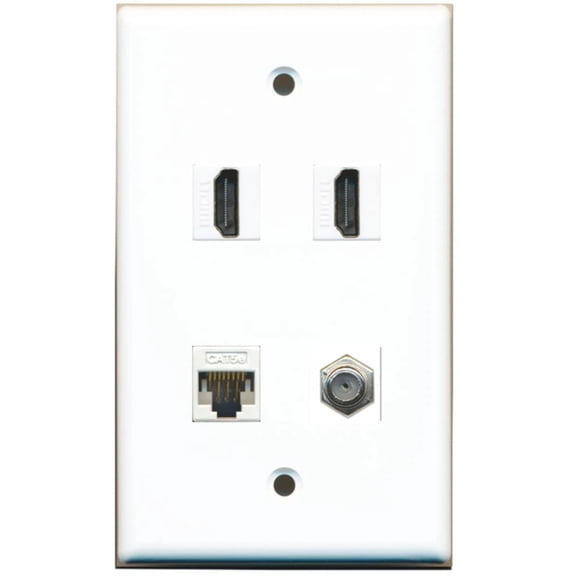 Ultra Spec Cables 2 Port HDMI Coax Cat6 Ethernet Wall Plate Solid