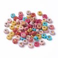 thumbnail image 2 of 500g Opaque Acrylic Beads Flat Round with Heart Golden Plated 6.5x7x3mm Hole: 1.6mm about 3600~3700pcs/500g, 2 of 7