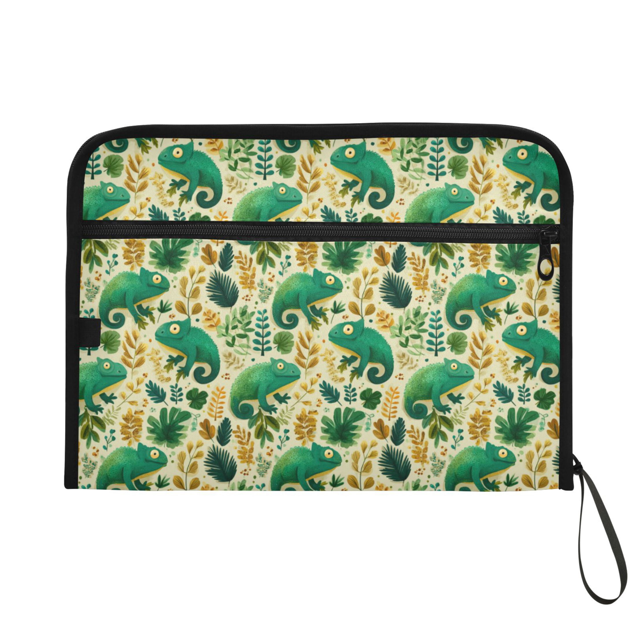 Wobogo Green Chameleon Expanding File Folder Letter Size Accordion Filing Organizer 13 Pocket Separate Organ Pocket