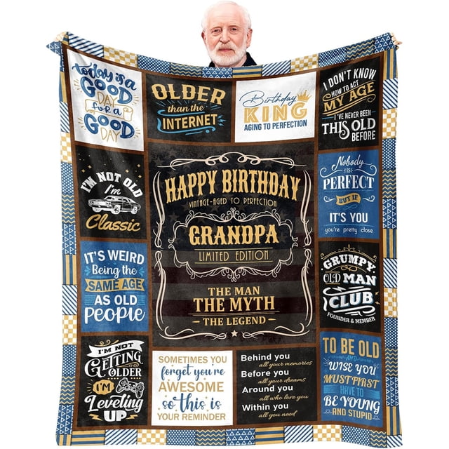 LHSHID Grandpa Birthday Gifts Blanket Happy Birthday Gifts for Grandpa Best Gifts for Grandpa Birthday Grandpa Gift for Birthday Grandfather Birthday Gifts from Granddaughter 30"x40"