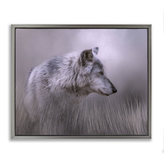 Stupell Industries Tropical Grey Wolf Wildlife Photography Gray Floating Frame Canvas Art, 21 x 17, by Kelley Parker