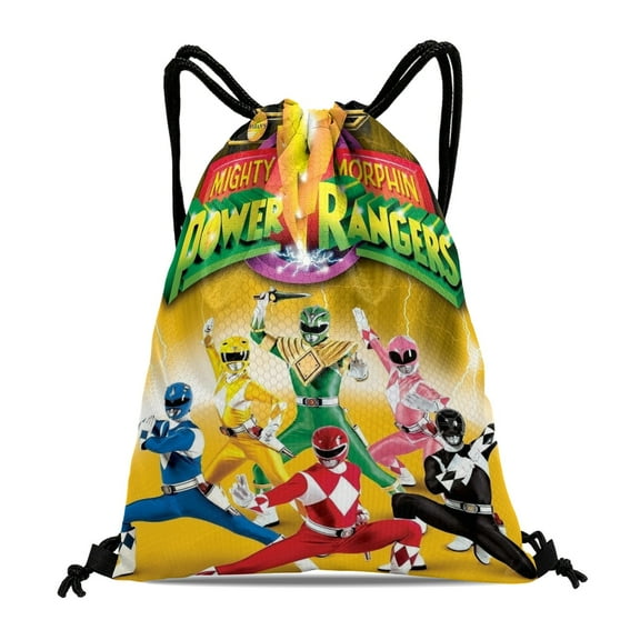 Drawstring Backpack for Mighty Morphin Power Rangers Sackpack Women Men Adults Party Favor Bags Sports for Gym Travel Swimming Hiking Camping Tote Bag 11.8 × 15.7 in