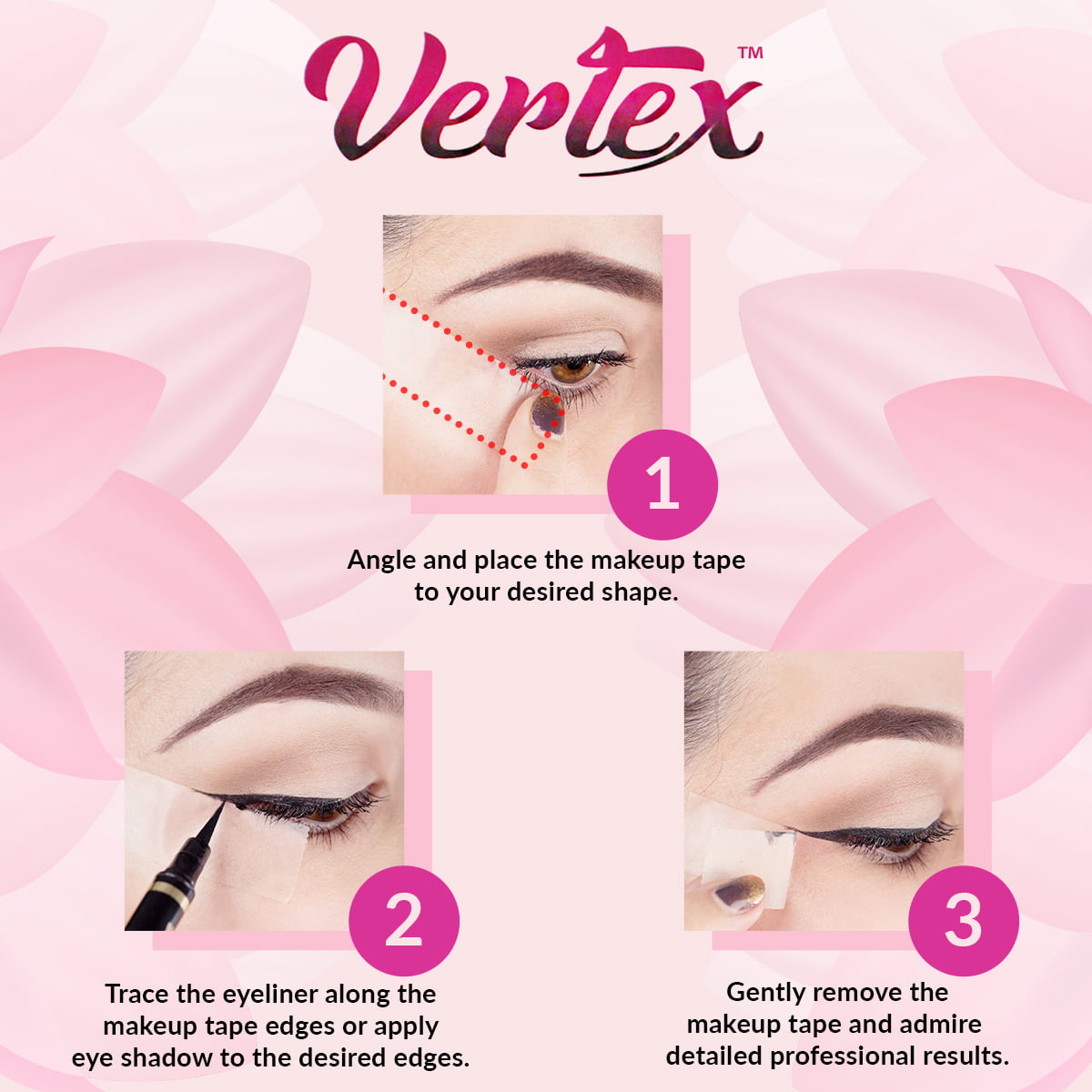 Vertex Beauty Makeup Tape For Eyeliner Eyeshadow Real Eye Makeup Stencils  Strips Firm Hold For Eye Gel Stencil Techniques Black Clean Edges Perfect