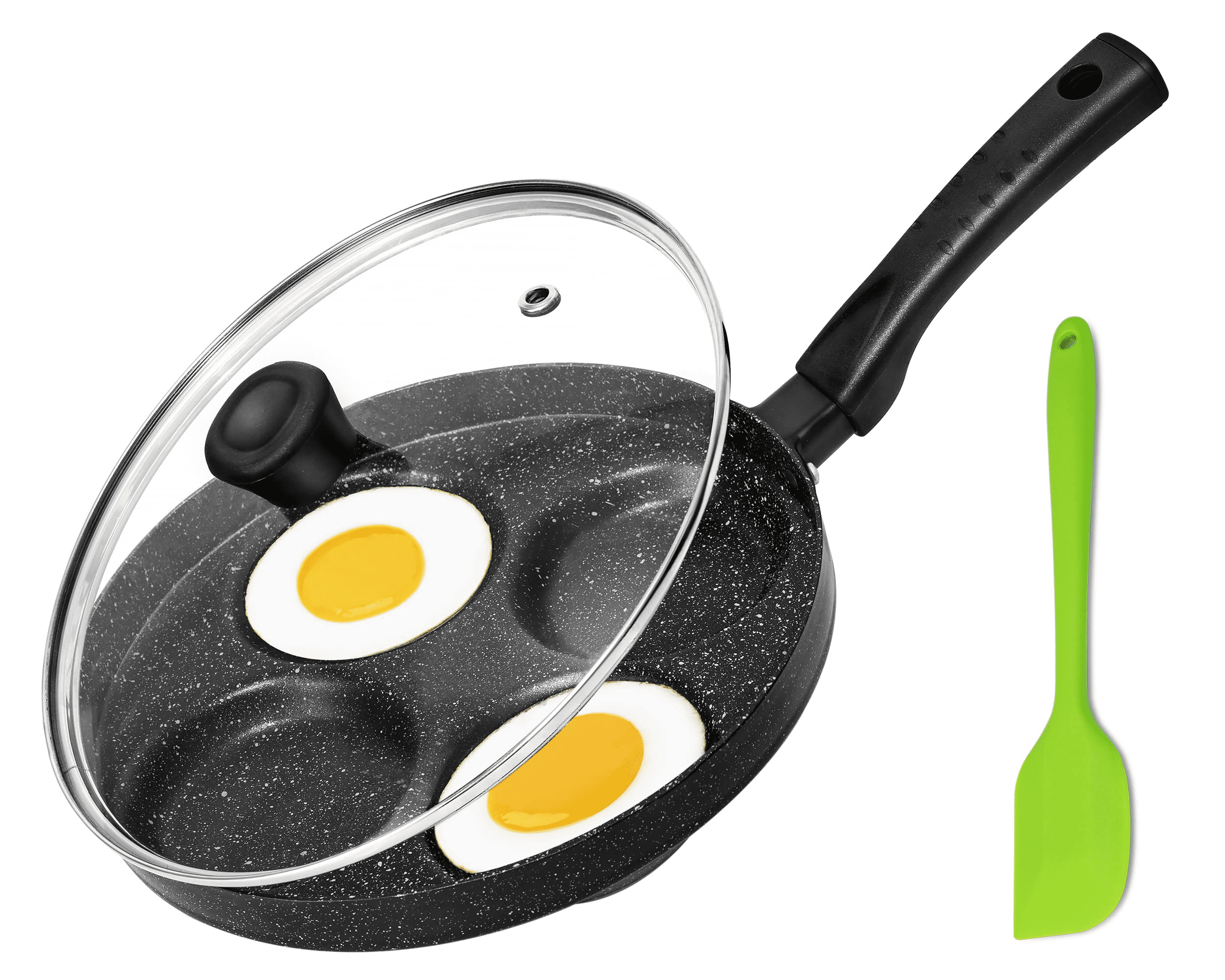 MyLifeUNIT Aluminum 4Cup Egg Frying Pan, Non Stick Egg Cooker Pan with