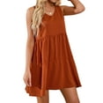 thumbnail image 2 of YouLoveIt Women's Summer Dress Mini Dresses V-Neck Sleeveless Ruffle Dress Loose Fit Ruffle Swing Dress Beach Cover up Plain Dress Summer Mini Dress Solid Color, 2 of 8