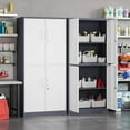 thumbnail image 2 of Yizosh Metal Storage Locking Cabinet with 4 Doors and 2 Adjustable Shelves,71" Lockable Garage Tall Steel Cabinet,for Home Office,Living Room,Pantry,Gym,Commercial Storage (Gray White), 2 of 16