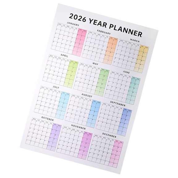 2026 Wall Yearly Calendar Planner Dated Full Year to View Calendar Planner Plan Organiser 75x53cm for Daily Scheduling