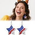 thumbnail image 2 of Halloween & 4th of July Acrylic Earrings - Cute Moon Cat/Star & Flag Designs, Lightweight Hooks for Women, Party & Daily Wear, 2 of 7
