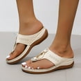 thumbnail image 4 of wedges sandals for women Platform Flat Sandals Two Strap Slide Sandals Open Toe, 4 of 9