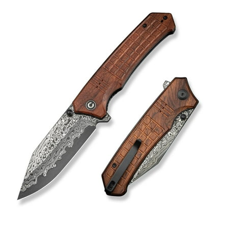 CIVIVI Tacticorix Pocket Folding Knife with 3.7 Damascus Blade Wood Handle C23055-DS1