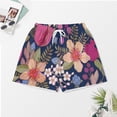 thumbnail image 3 of PRIYAL Pomegranate Flowers Pattern Silk Women Pajama Set Short Sleeve Comfy Pjs Sets 2 Piece Lounge Set, 3 of 4