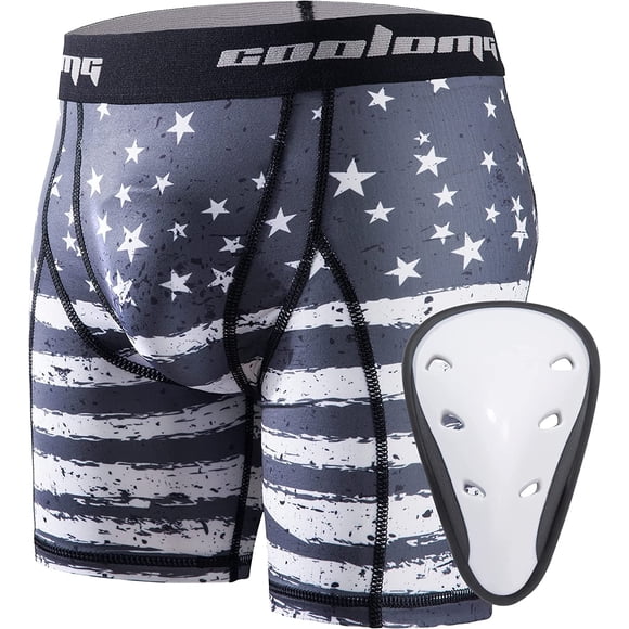 Pantalones cortos de compresión COOLOMG con copa deportiva para hombre