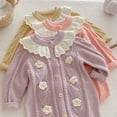 thumbnail image 5 of Krdevn Baby Girls Knit Bodysuit Long Sleeve Winter Outfit Lace Collar Romper Casual Wear Soft Comfortable Clothes,6-9 Months, 5 of 9