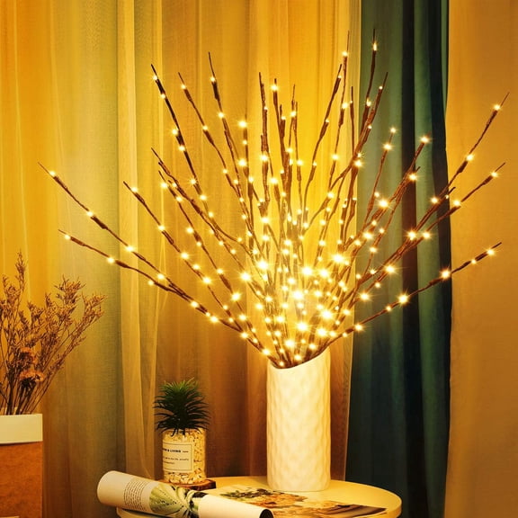 3 Pack Twig Lights, Prelit Branches, USB Plug in Branches Lights with 60 LED Bulbs, Romantic Decorative Iights for Vase, Lighted Tree Branches for Indoor, Plug in Lighted Branches for Party