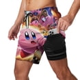 thumbnail image 2 of Kirby Movie Cartoon Mens Board Shorts Summer Swim Trunks Quick Dry Beach Swimwear Bathing Suit Swim Shorts with Compression Liner And Pockets, 2 of 7