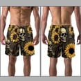 thumbnail image 3 of luoweisi Men's Beach Shorts Quick Dry Swim Trunks with Mesh Lining Sunflower Skull 2XL, 3 of 5