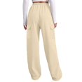 thumbnail image 3 of Women Cargo Pants Fleece Lined Wide Leg Sweatpants High Waisted Baggy Drawstring Sweatpants Winter Clothes Pant, 3 of 7